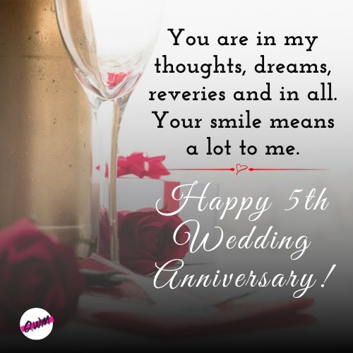 Fifth Wedding Anniversary Wishes for Wife