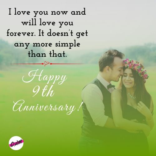 Ninth Wedding Anniversary Wishes for Wife