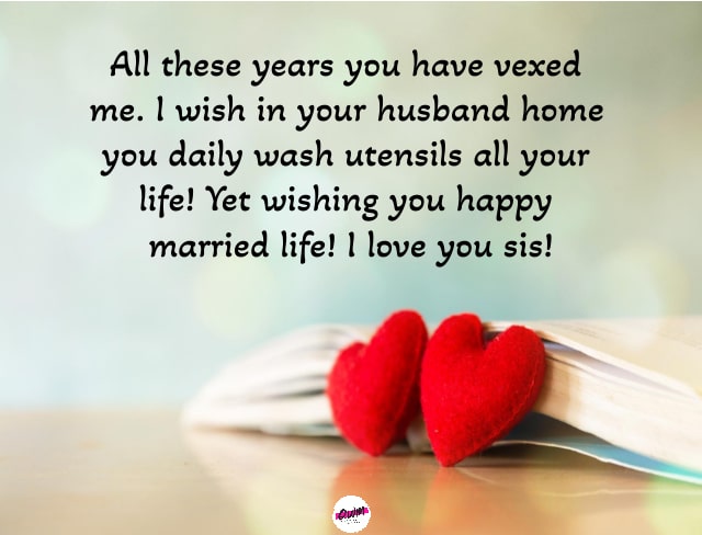 Funny Wedding Messages for Sister