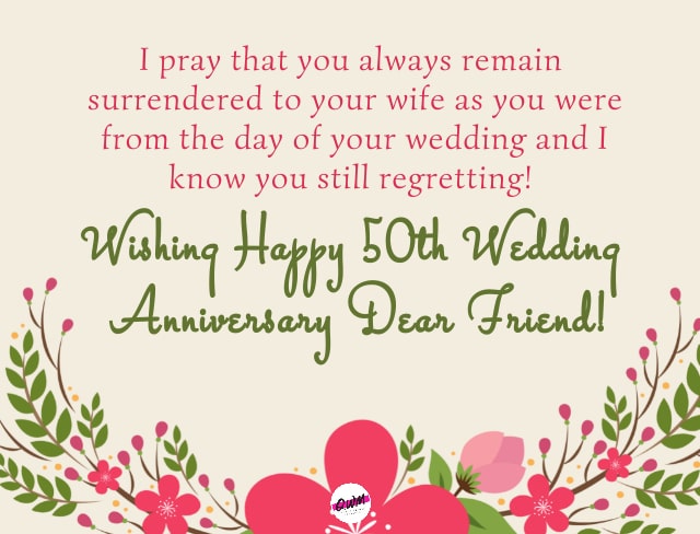 50th Wedding Anniversary Wishes for Friends 
